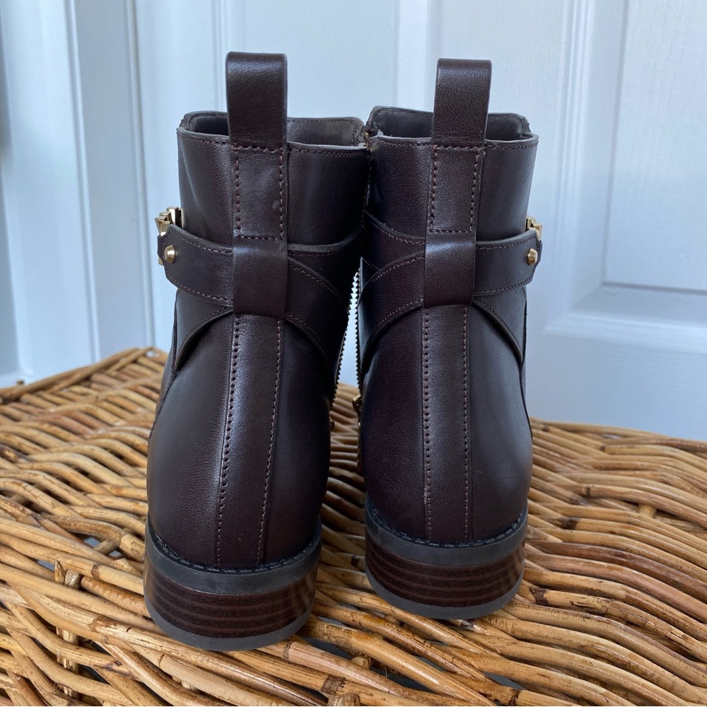 Michael Kors Brown Ankle Boots with Gold Hardware - Picture 3 of 5